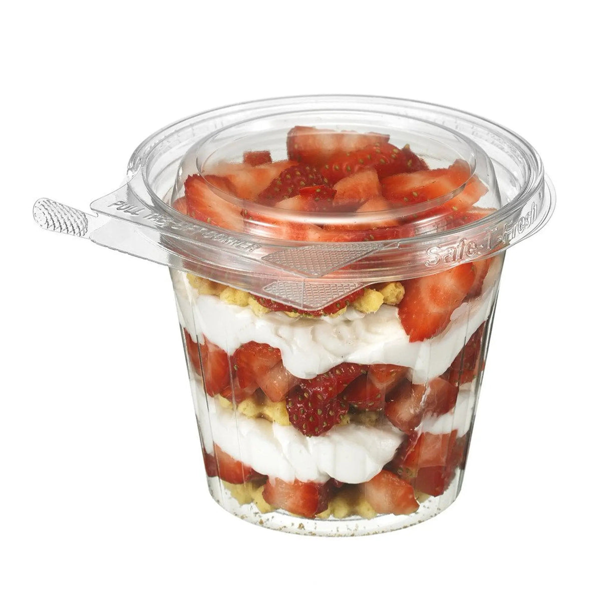 Inline Plastics Safe-T-Fresh Tamper Evident & Tamper Resistant 11 oz. Clamshell Cup - Case of 256 - #TS11CCRJT Inline Plastics