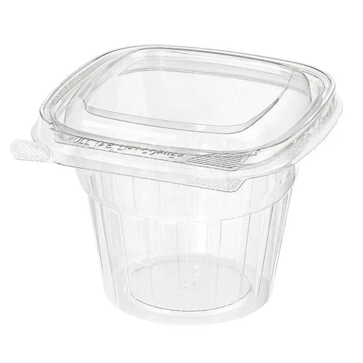 Inline Plastics Safe-T-Fresh Tamper Evident & Tamper Resistant Clamshell 12 oz. Square Top Cup with Round Base - Case of 232 - #TS12CCQ Inline Plastics