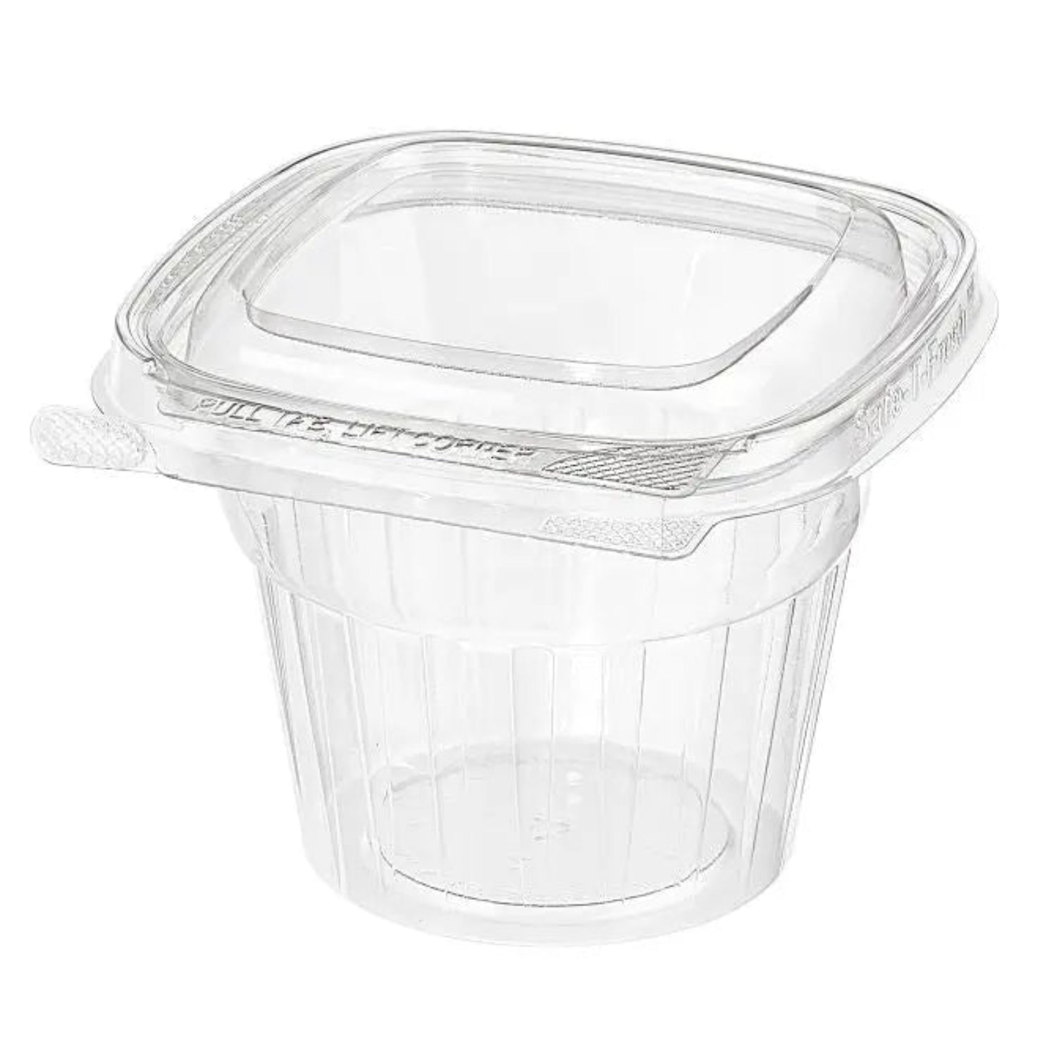 Inline Plastics Safe-T-Fresh Tamper Evident & Tamper Resistant Clamshell 12 oz. Square Top Cup with Round Base - Case of 232 - #TS12CCQ Inline Plastics