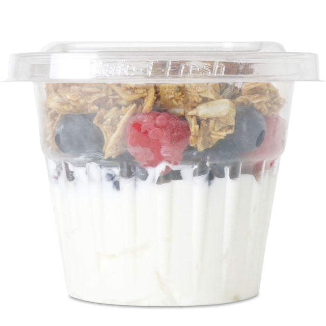 Inline Plastics Safe-T-Fresh Tamper Evident & Tamper Resistant Clamshell 12 oz. Square Top Cup with Round Base - Case of 232 - #TS12CCQ