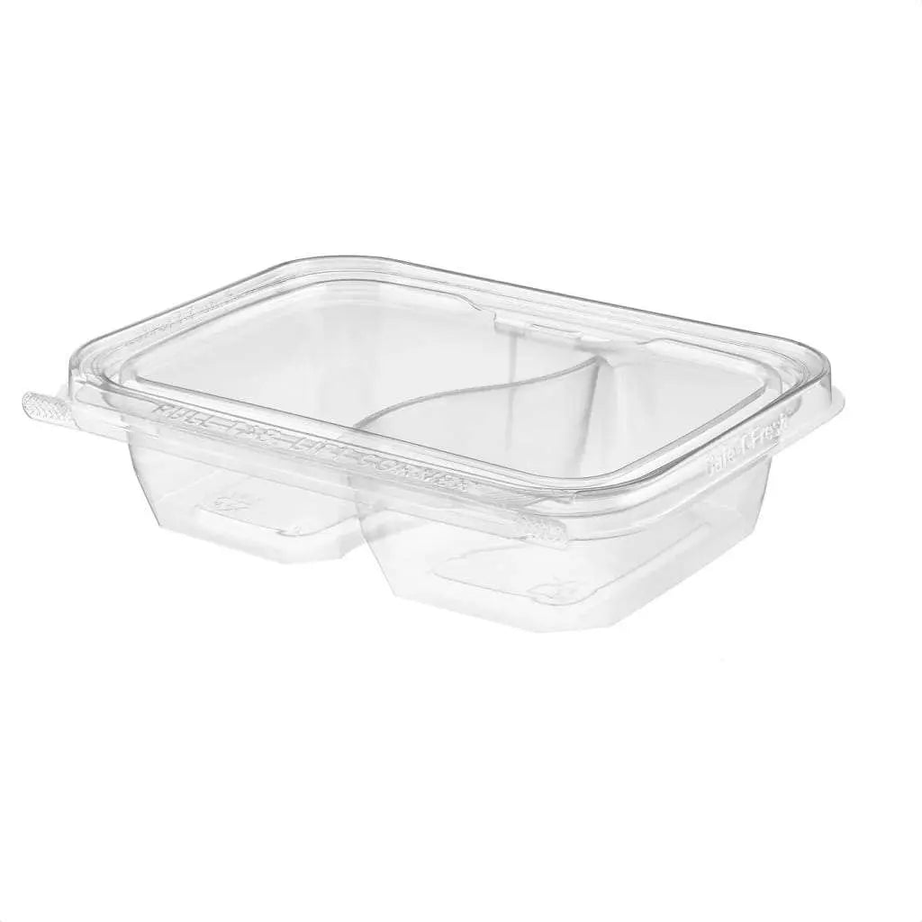 Safe-T-Fresh® Tamper Evident & Tamper Resistant 2 Compartment Deli Container, 16 oz. - Case of 200 - #TS16C2 Inline Plastics