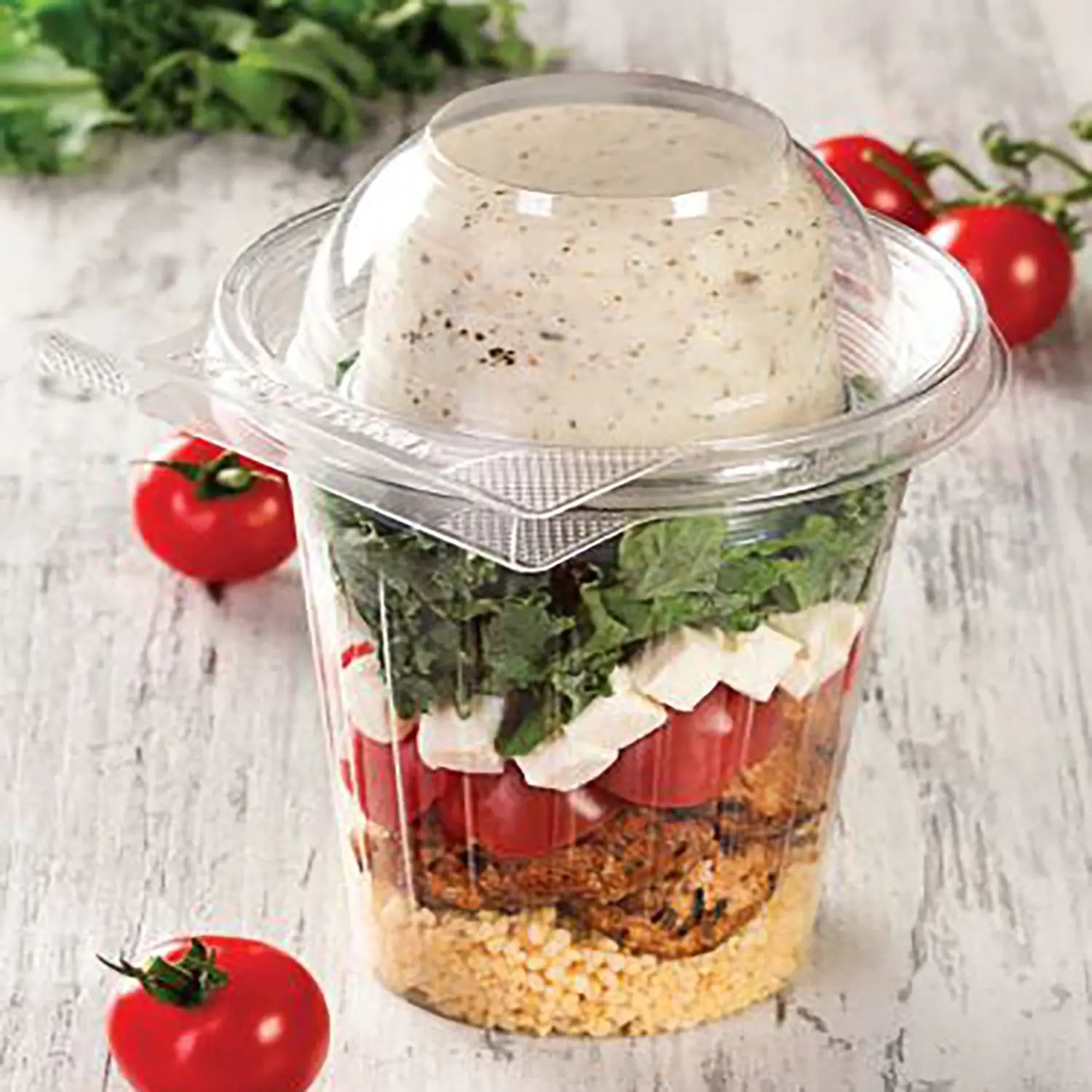 Inline Plastics Safe-T-Fresh Tamper Evident & Tamper Resistant Clamshell 16 oz. Snack Cup with Dome Lid - Case of 232 - #TS16CCRD Inline Plastics