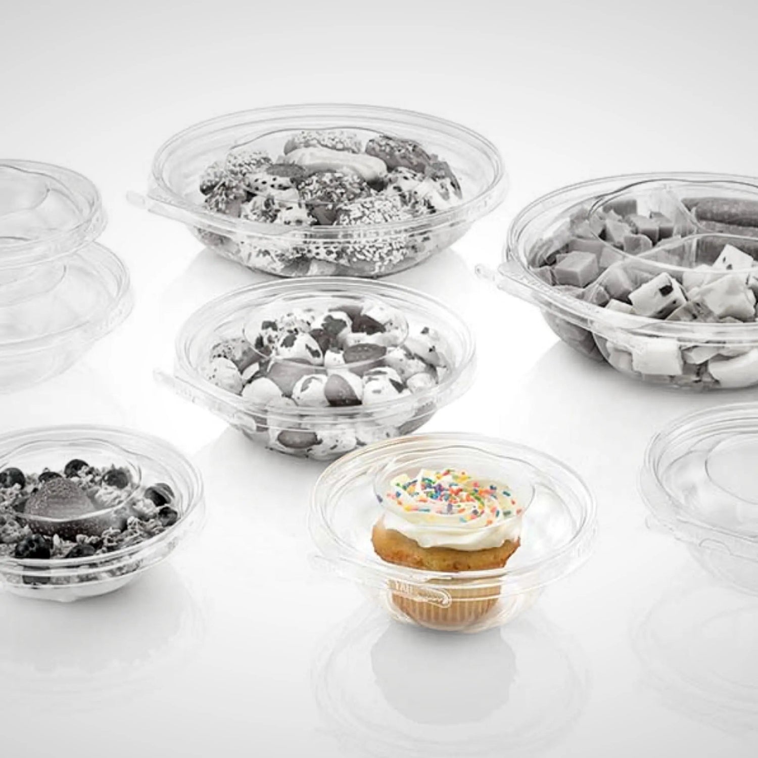 Inline Plastics Safe-T-Fresh Tamper Evident & Tamper Resistant 16 oz. Clamshell Bowl - Case of 240 - #TS16RN Inline Plastics
