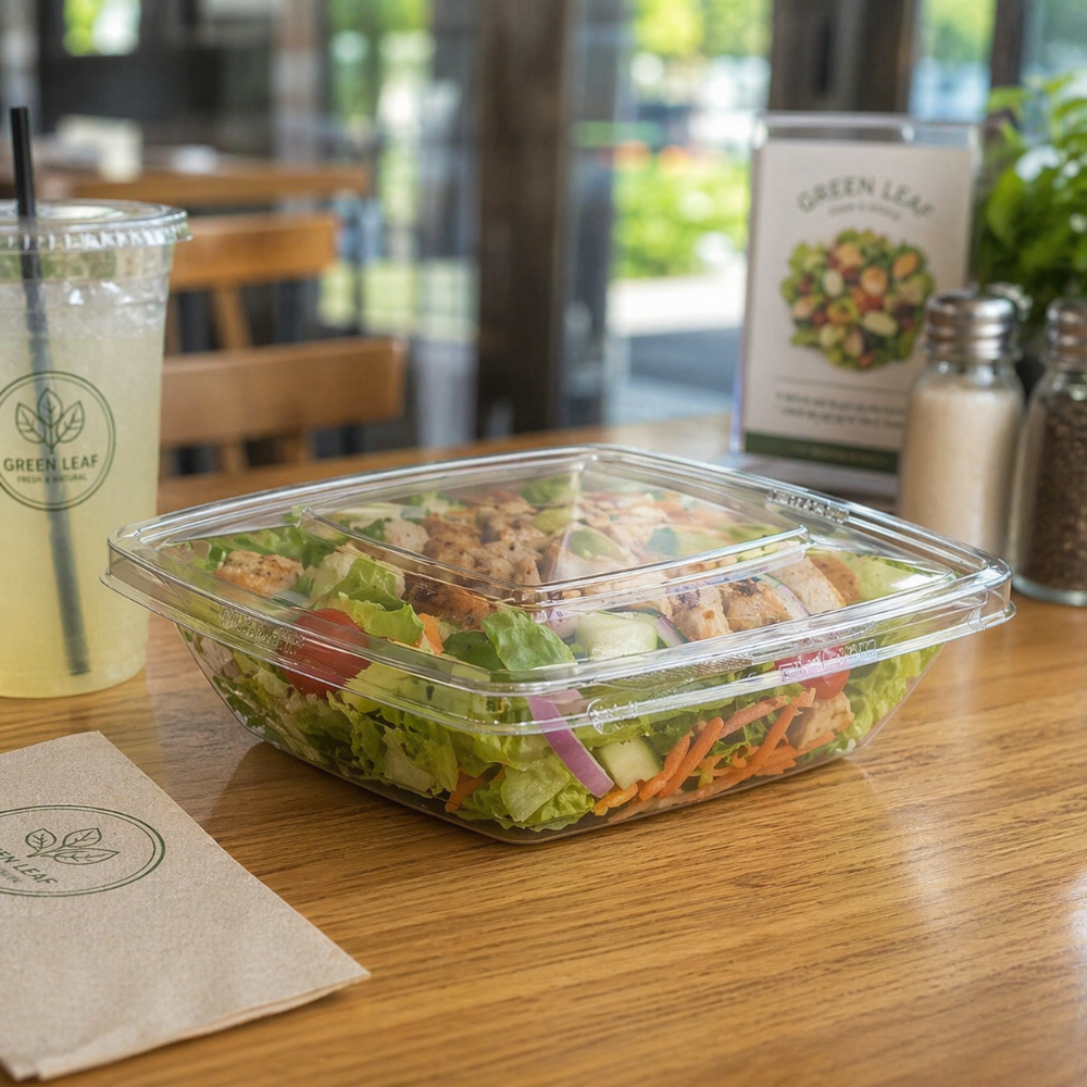 Safe-T-Fresh 24 oz. Tamper Evident Deli Container with Flat Lid - Case of 174 - #TS24PWF