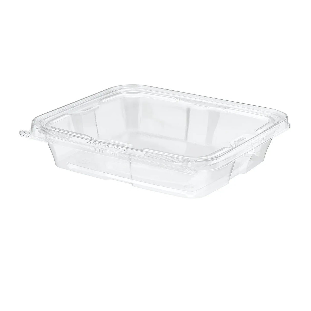 Inline Plastics Safe-T-Fresh 7x6 Rectangular Tamper Evident & Tamper Resistant Clamshell Container, 35 oz. - Case of 150 - TS35 Inline Plastics