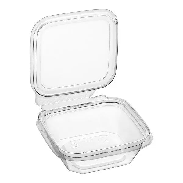 Inline Plastics Safe-T-Fresh 4x4 Square Tamper Evident & Tamper Resistant Clamshell Container, 8 oz. - Case of 300 - TS4008 Inline Plastics
