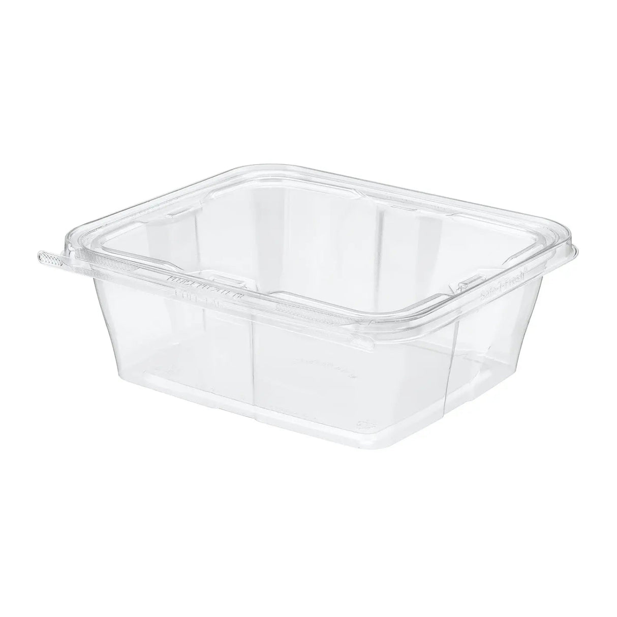 Inline Plastics Safe-T-Fresh 7x6 Rectangular Tamper Evident & Tamper Resistant Clamshell Tub, 64 oz. - Case of 150 - TS64 Inline Plastics