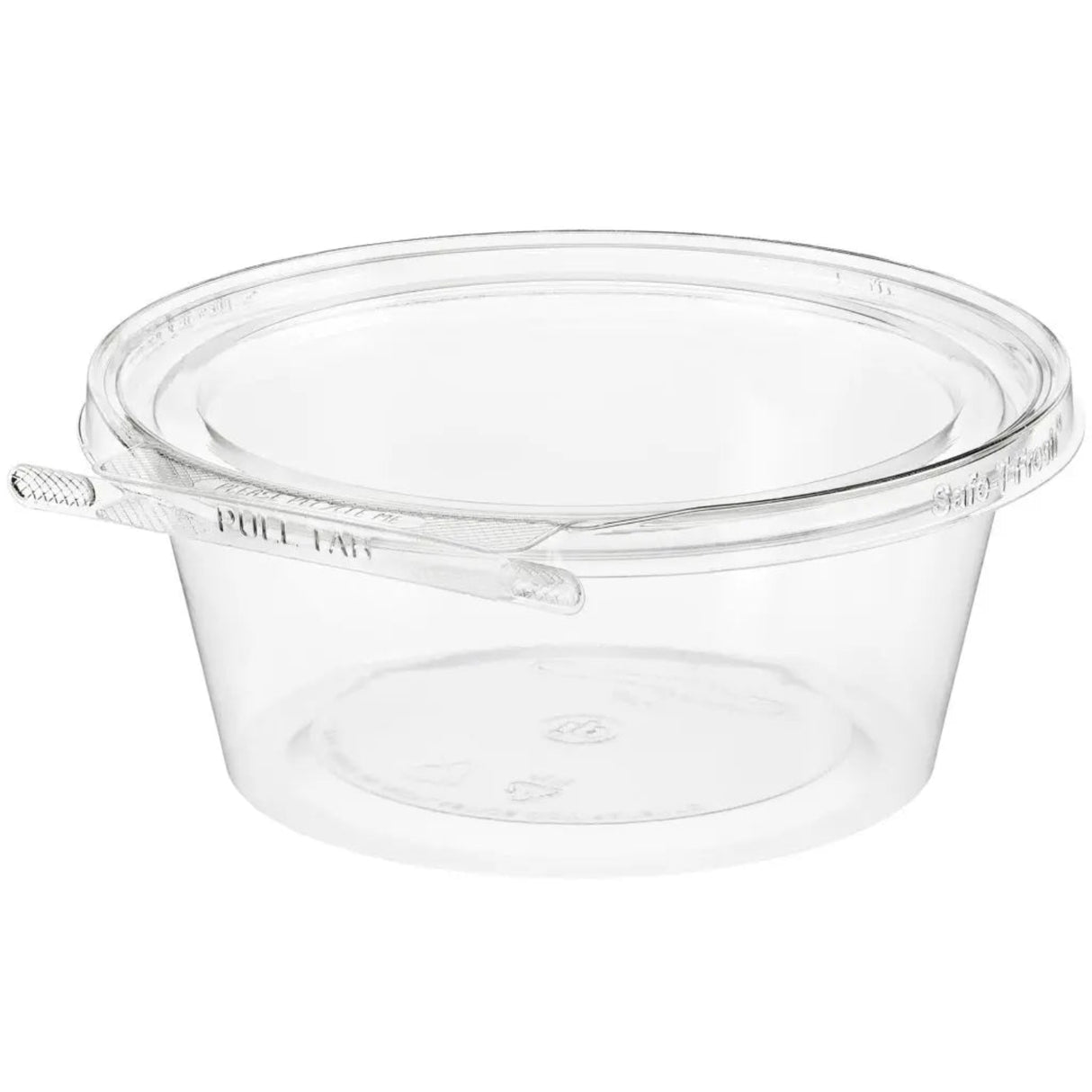 Safe-T-Fresh 7" Round Tamper Evident & Tamper Resistant Clamshell Tub, 32 oz. - Case of 168 - #TS7032 Inline Plastics