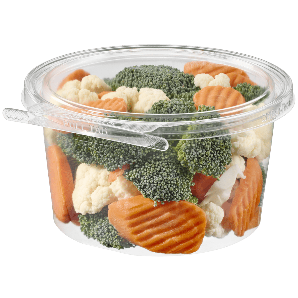 Safe-T-Fresh 49 oz. Tamper Evident Round Hinged Deli Tub - Case of 132 - #TS7046