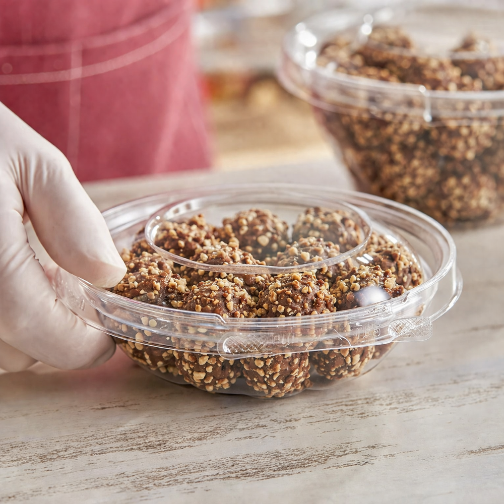 Safe-T-Fresh 8 oz. Tamper Evident Hinged Deli Bowl - Case of 240 - #TS8RN