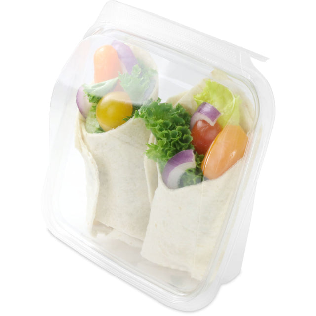 Inline Plastics Safe-T-Fresh 21.5 oz. Square Tamper Evident Cake Slice Hinged Container - Case of 252 - TSSWR