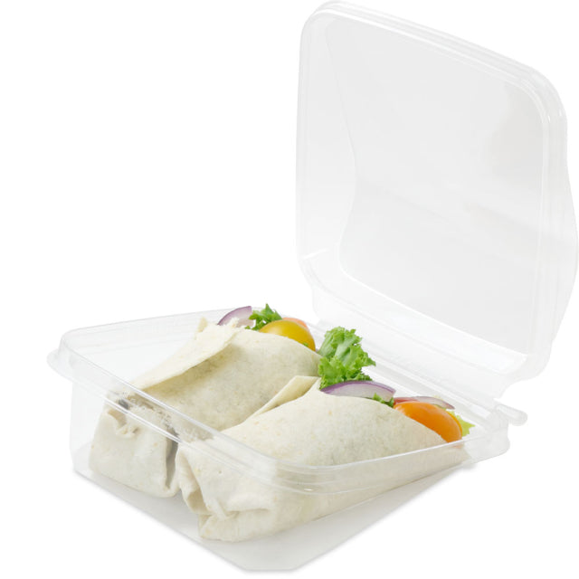 Inline Plastics Safe-T-Fresh 21.5 oz. Square Tamper Evident Cake Slice Hinged Container - Case of 252 - TSSWR