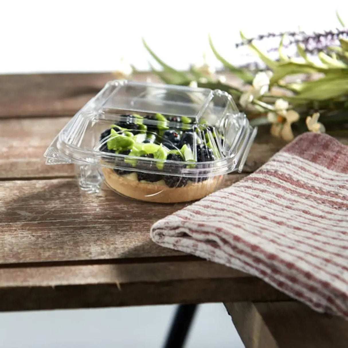 Inline Plastics 5x5 Square Perimeter Seal Clamshell Container - Case of 330 - #VF8060 Inline Plastics