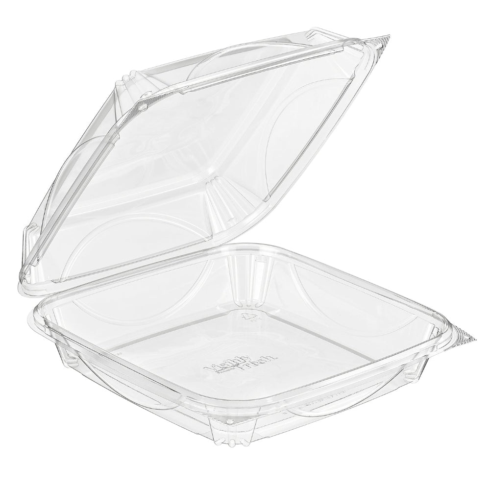 VisiblyFresh 8 x 8 Square Plastic Hinged Deli Container - Case of 100 - #VF8100