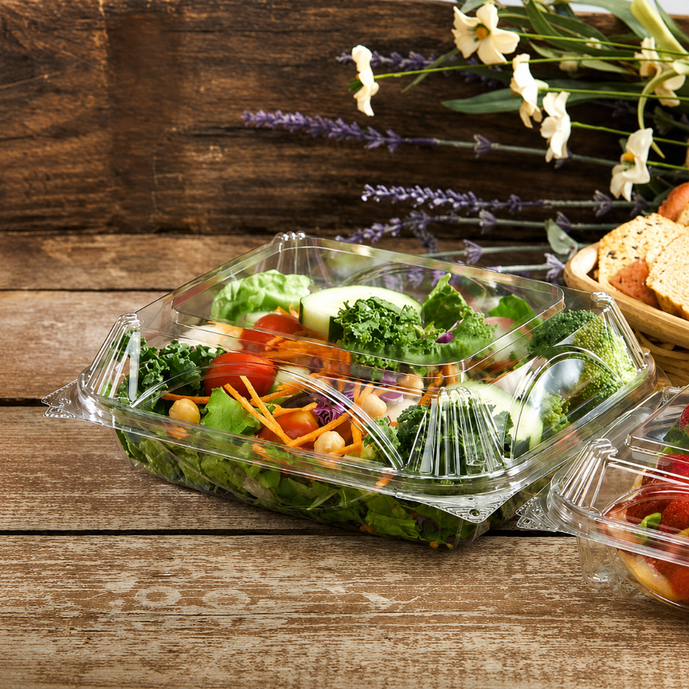 VisiblyFresh 8 x 8 Square Plastic Hinged Deli Container - Case of 100 - #VF8100