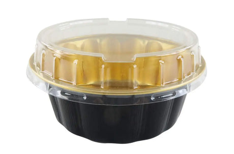 8 oz. Round Colored Disposable Foil Pan with Snap-on Plastic Lid - Case of 1000 - #A8P KitchenDance