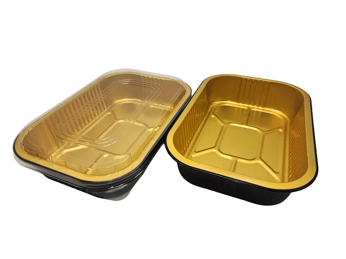 8" x 5" Colored Heavy Aluminum Entrée Pan with Lid - Case of 500 - #A67P KitchenDance