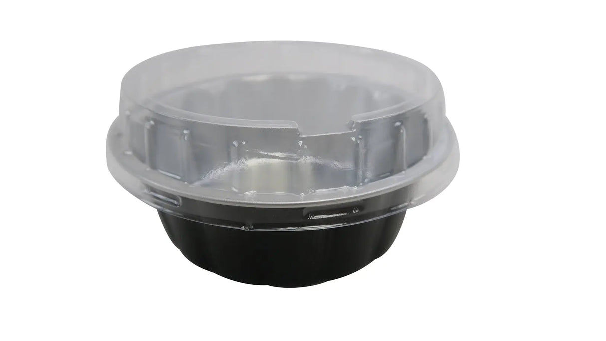 8 oz. Round Colored Disposable Foil Pan with Snap-on Plastic Lid - Case of 1000 - #A8P KitchenDance