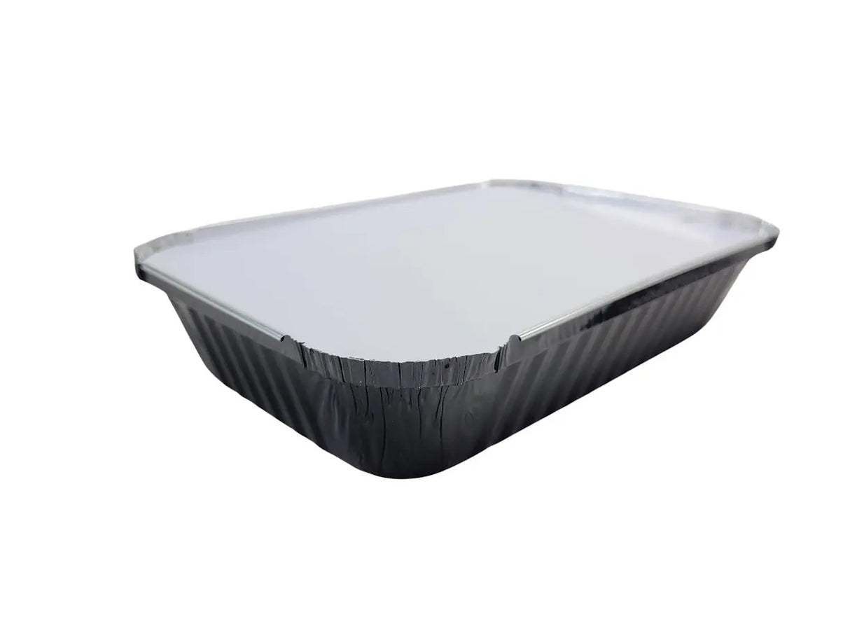 1½ lb. Shallow Colored Oblong Foil Pan with Board Lid - Case of 1000 - #6417L KitchenDance