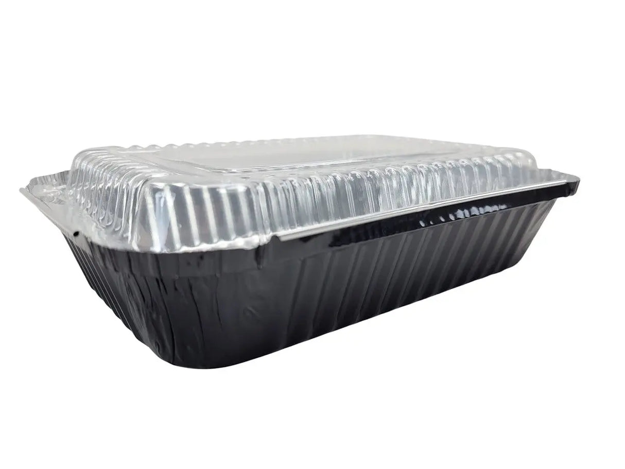 1½ lb. Shallow Oblong Foil Pan w/ Plastic Lid - Case of 1000 #6417P KitchenDance
