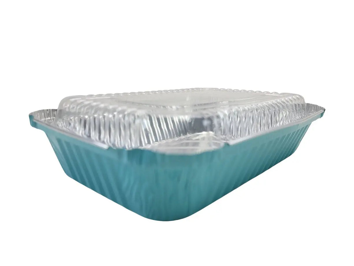 1½ lb. Shallow Oblong Foil Pan w/ Plastic Lid - Case of 1000 #6417P KitchenDance