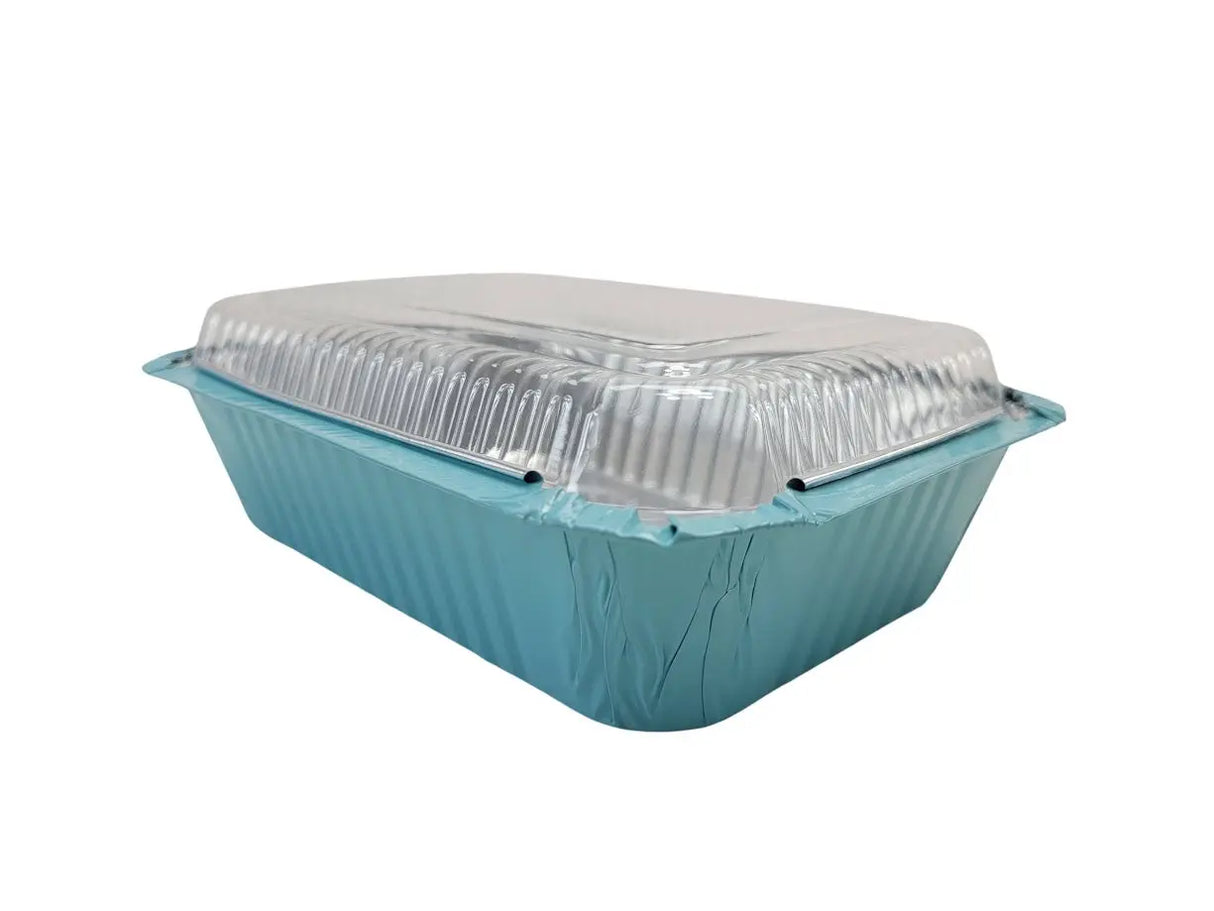1½ lb. Colored Foil Carryout Pan w/ Plastic Lid - Case of 1000 #7650P KitchenDance