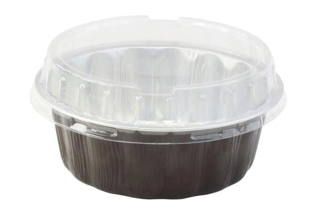 8 oz. Round Colored Disposable Foil Pan with Snap-on Plastic Lid - Case of 1000 - #A8P KitchenDance