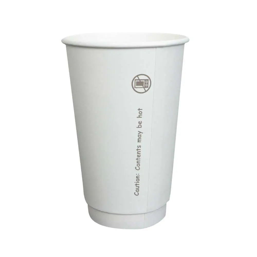 Prime Source White Paper Double Wall Hot Cup, 16 Ounce Capacity - Case of 500 Prime Source