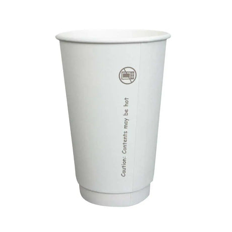 Prime Source White Paper Double Wall Hot Cup, 16 Ounce Capacity - Case of 500 Prime Source