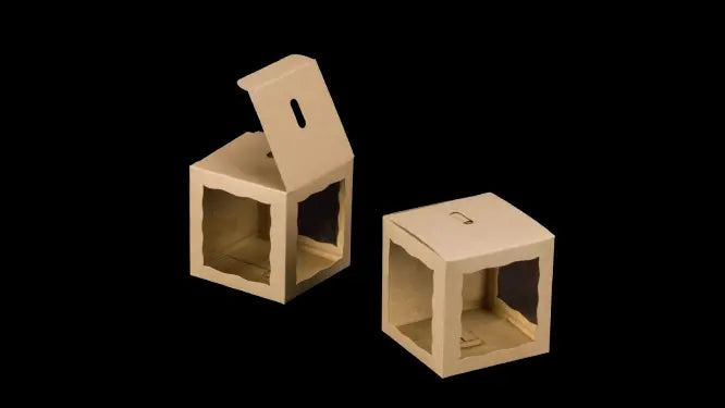 4" x 4" x 4 5/8" Candy Apple Box Brown with Window, Snap Lock Bottom- Case of 100 BRP Box shop