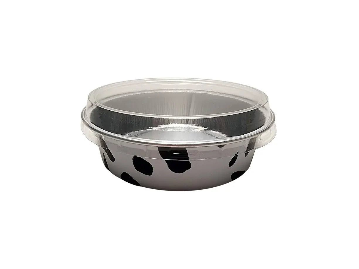 8 oz. Smoothwall Colored Disposable Foil Pan with Snap-on Plastic Lid - Case of 1000 - #A42P KitchenDance