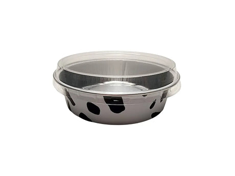 8 oz. Smoothwall Colored Disposable Foil Pan with Snap-on Plastic Lid - Case of 1000 - #A42P KitchenDance