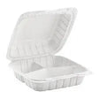 8 x 8 x 3 MFPP 3 Compartment Hinged Take Out Container White - Case of 200 D & W Fine pack