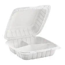 8 x 8 x 3 MFPP 3 Compartment Hinged Take Out Container White - Case of 200 D & W Fine pack