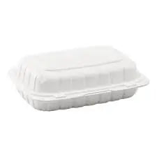 9 x 6 x 3 MFPP 1 Compartment Hinged Take Out Container White- Case of 200 D & W Fine pack
