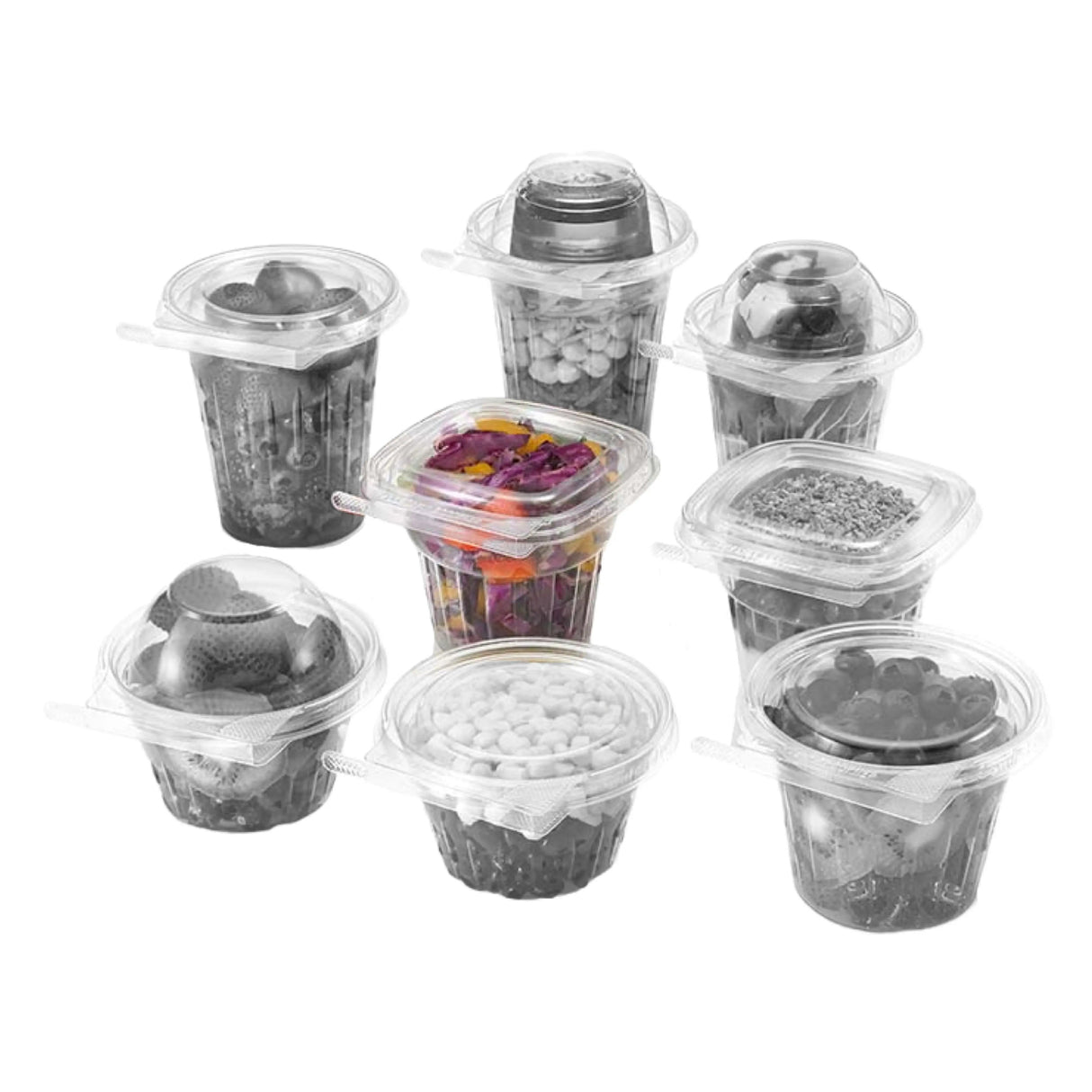 Inline Plastics Safe-T-Fresh Tamper Evident & Tamper Resistant Clamshell 12 oz. Square Top Cup with Round Base - Case of 232 - #TS12CCQ Inline Plastics