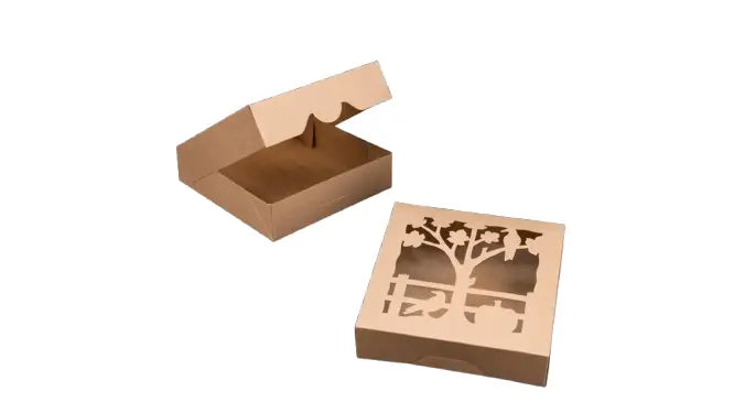 10" x 10" x 2 1/2" Brown Fall Seasonal Window Timesaver Box - case of 50 BRP Box shop