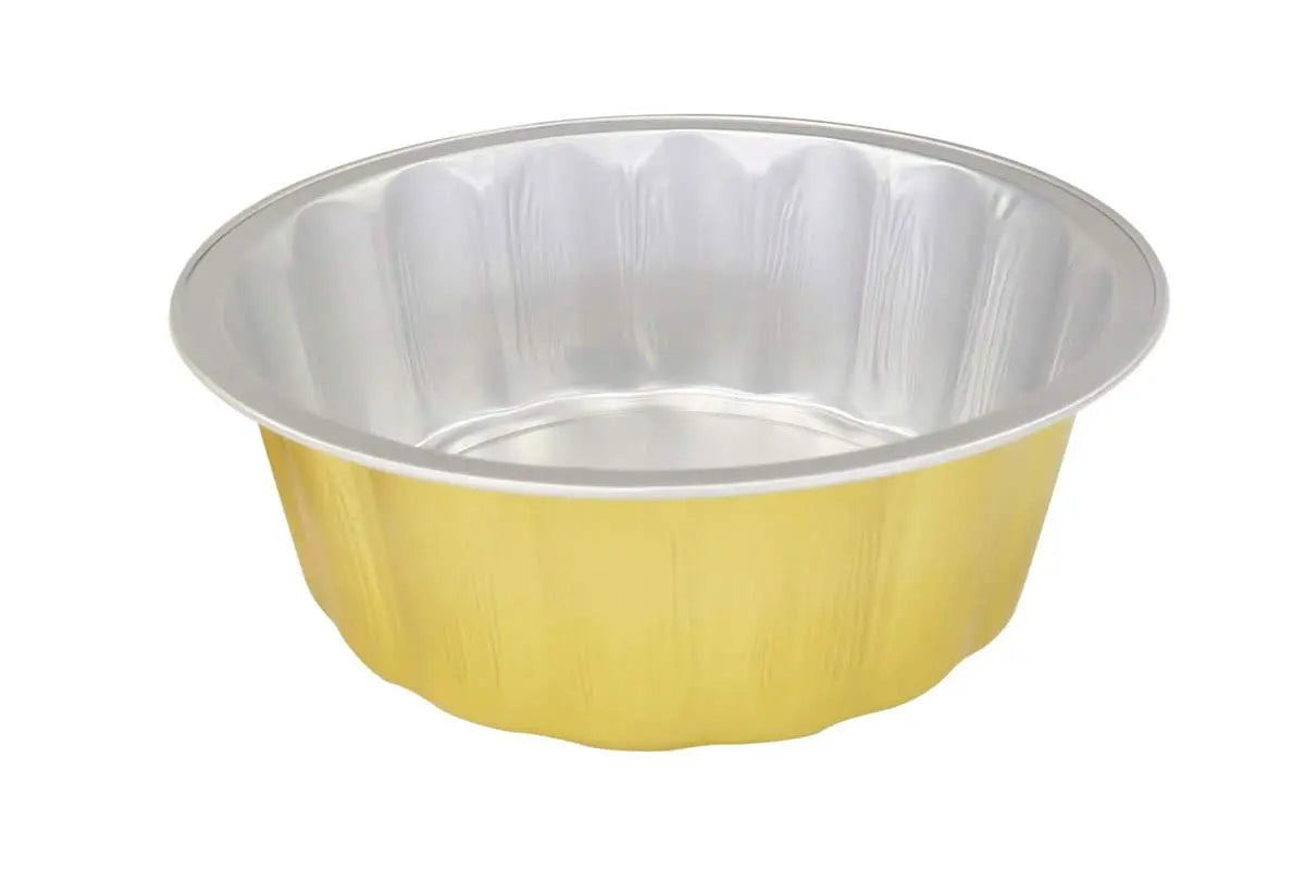 8 oz. Round Disposable Aluminum Foil Colored Dessert Pan - Case of 1000- #A8NL KitchenDance