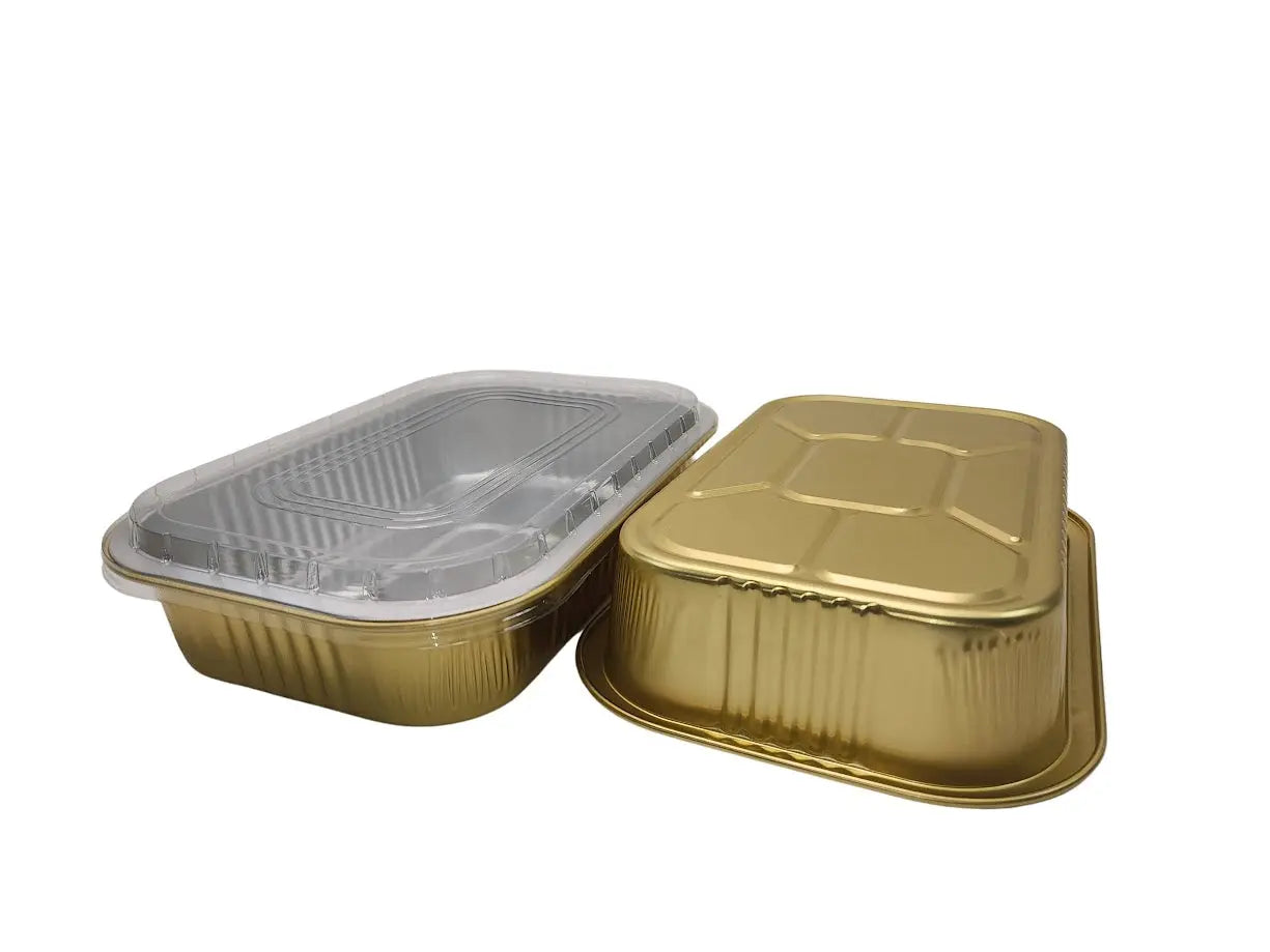 8" x 5" Colored Heavy Aluminum Entrée Pan with Lid - Case of 500 - #A67P KitchenDance