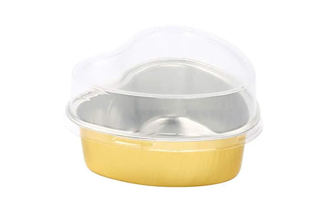 Mini Heart Shaped Foil Pan with Plastic Lid - Case of 2000 - #3055P KitchenDance
