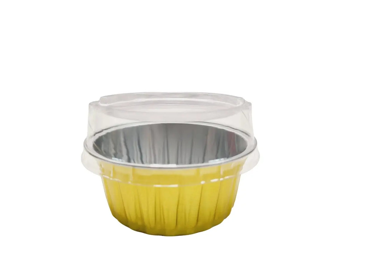 4.5 oz.  Colored Aluminum Dessert Cup w/ Plastic Lid- Case of 2000- #A35P KitchenDance