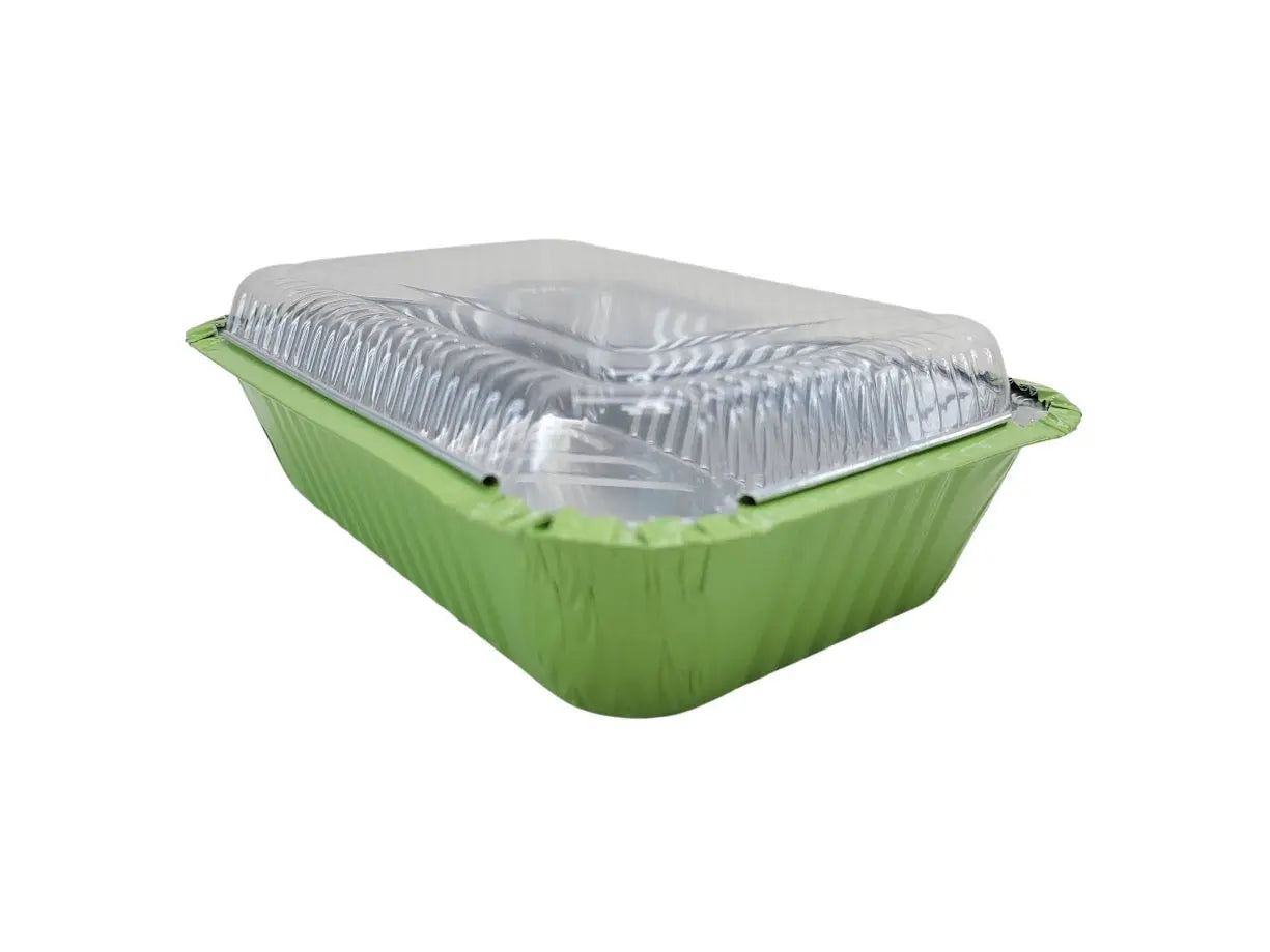 1½ lb. Colored Foil Carryout Pan w/ Plastic Lid - Case of 1000  #7650P KitchenDance