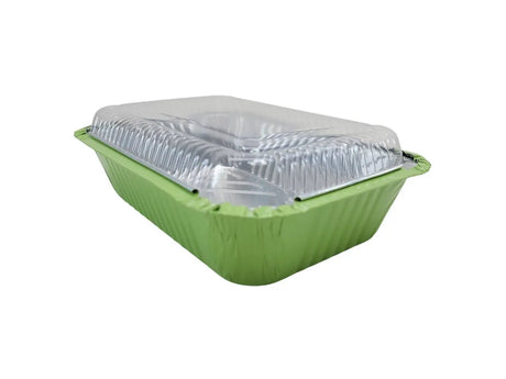 1½ lb. Colored Foil Carryout Pan w/ Plastic Lid - Case of 1000  #7650P KitchenDance