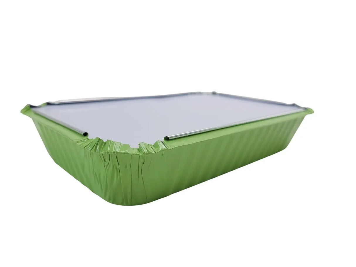 1½ lb. Shallow Colored Oblong Foil Pan with Board Lid - Case of 1000 - #6417L KitchenDance