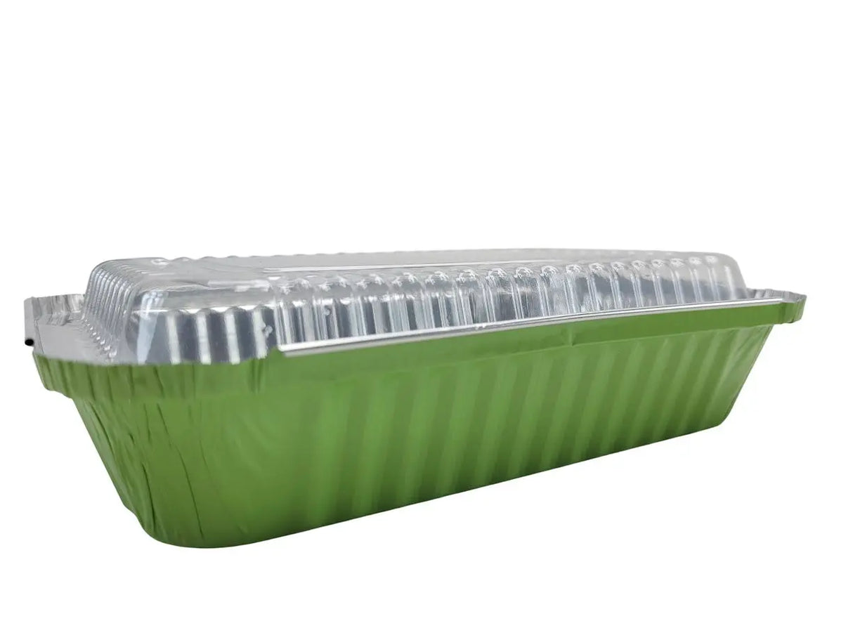 1½ lb. Shallow Oblong Foil Pan w/ Plastic Lid - Case of 1000 #6417P KitchenDance