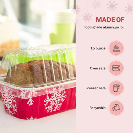 1 lb. Holiday Foil Loaf Pan with Dome Lid - Case of 100  #9302X Durable Packaging