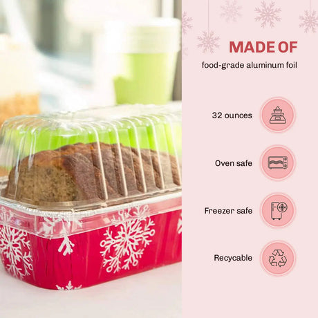 2 lb. Holiday Foil Loaf Pan with Plastic Lid - Case of 100 - #9401P Durable Packaging