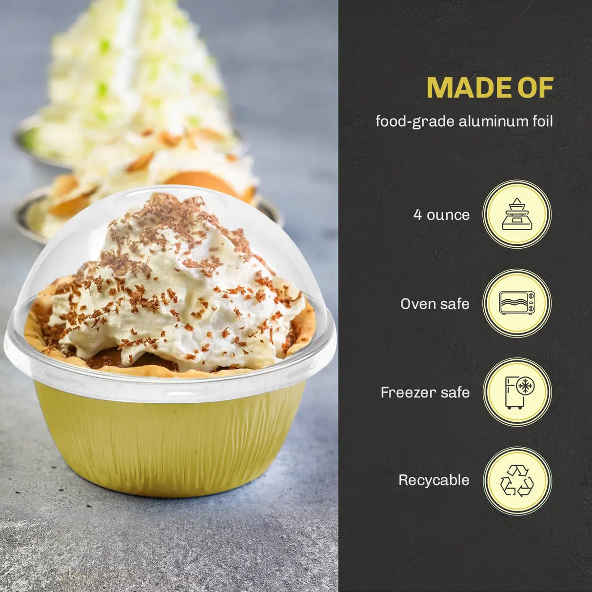 4 oz. Disposable Colored Aluminum Ramekins with Lids Case of 2000- #A50P KitchenDance