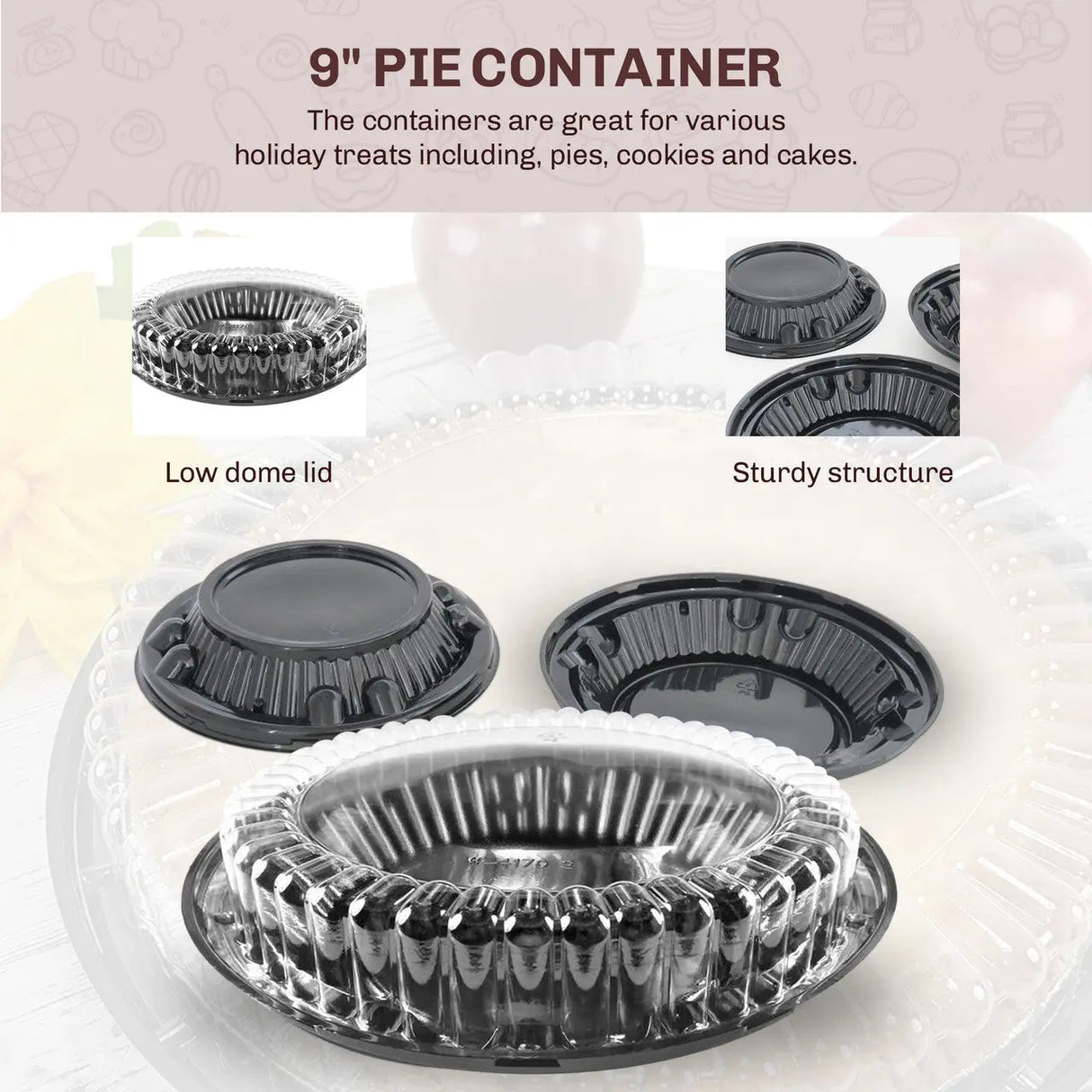 9" Pie Container with Low Dome Lid - Case of 160 - #WJ40 D & W Fine pack