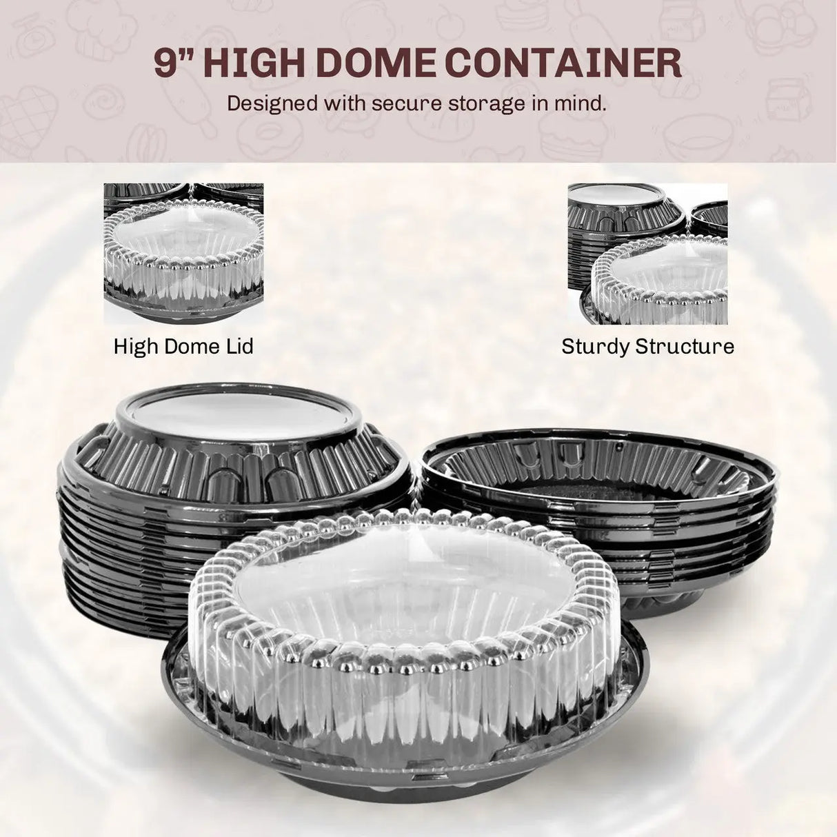 9" Plastic Pie Container w/ High Dome Lid - Case of 160 - #WJ43 D & W Fine pack